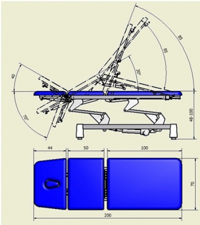 Stół rehabilitacyjny do terapii manualnej, hydrauliczny z funkcja fotela i pivota, stabilny - Image no.: 2